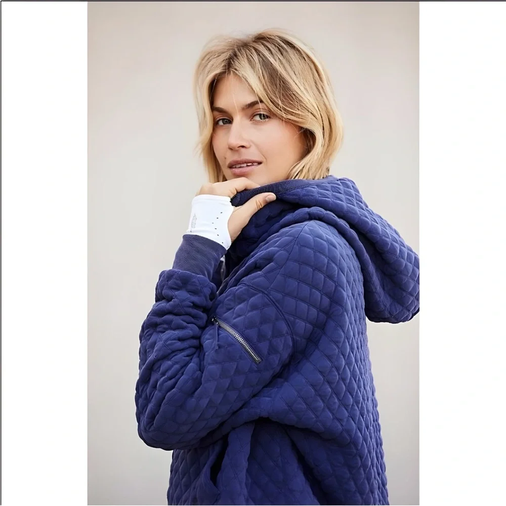 Free People Movement Oversized Quilted Hoodie Jacket Full Zip Dark Gray | Size M - Picture 7 of 16